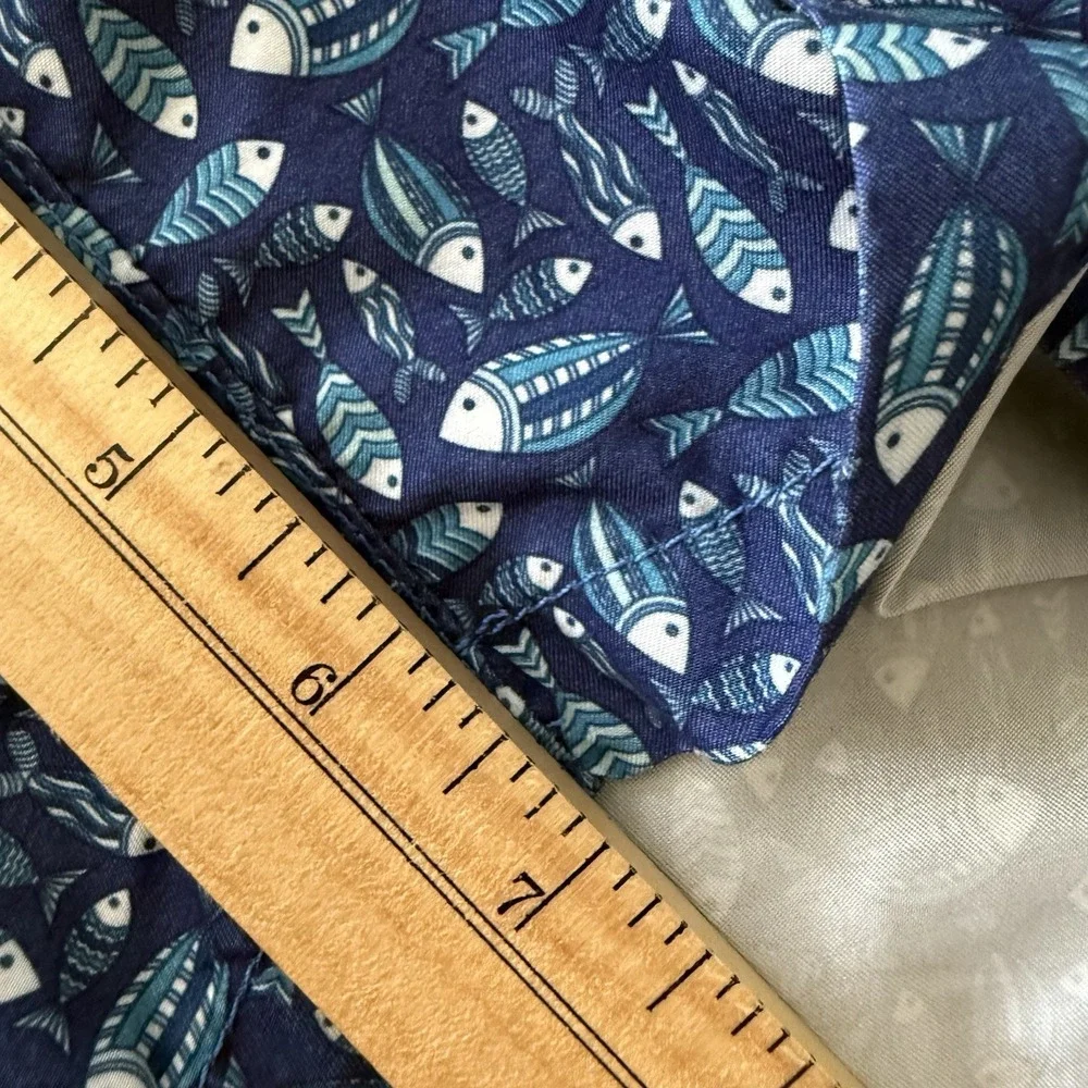 Mr. Swim Blue‎ All Over Fish Print Lined Beach Swim Shorts Trunks Men's Small